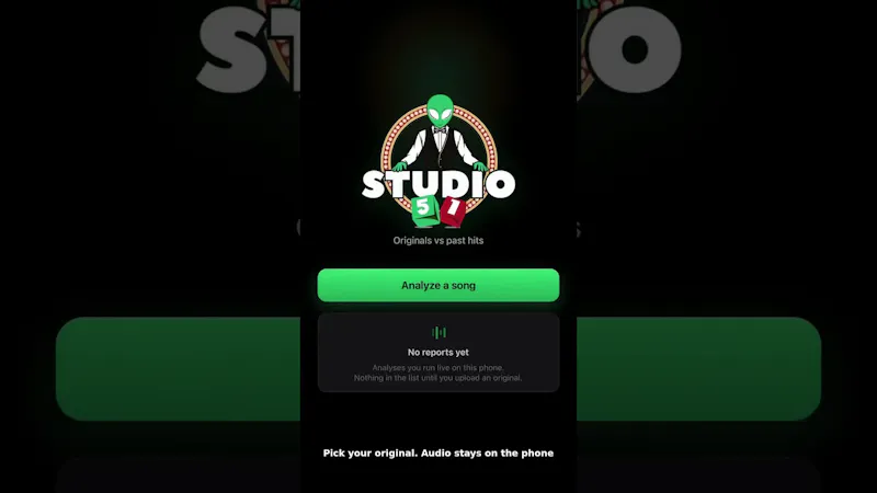 Studio51 Song Analysis screenshot 1 (video preview)