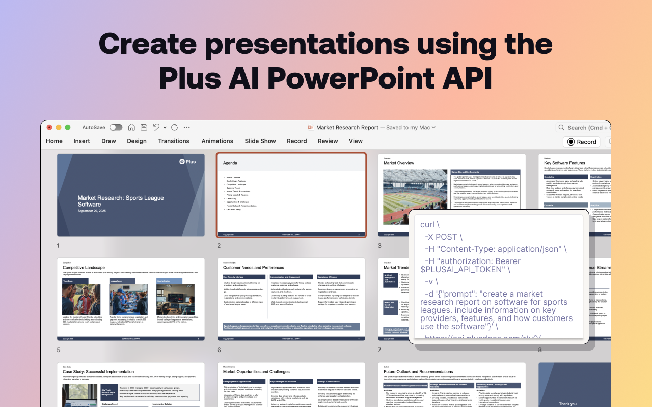 Média Plus AI Presentations API - Create professional presentations with the Plus AI API 1