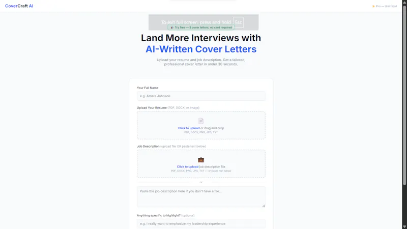 CoverCraft AI screenshot 2