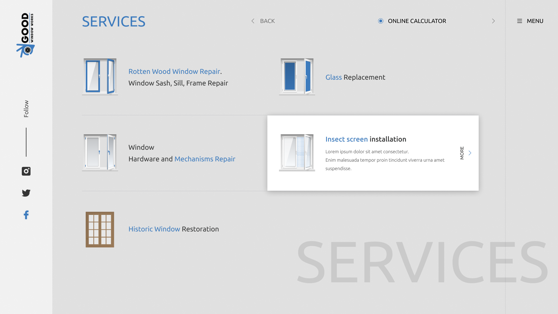 UX/UI design for windows repair company gallery image