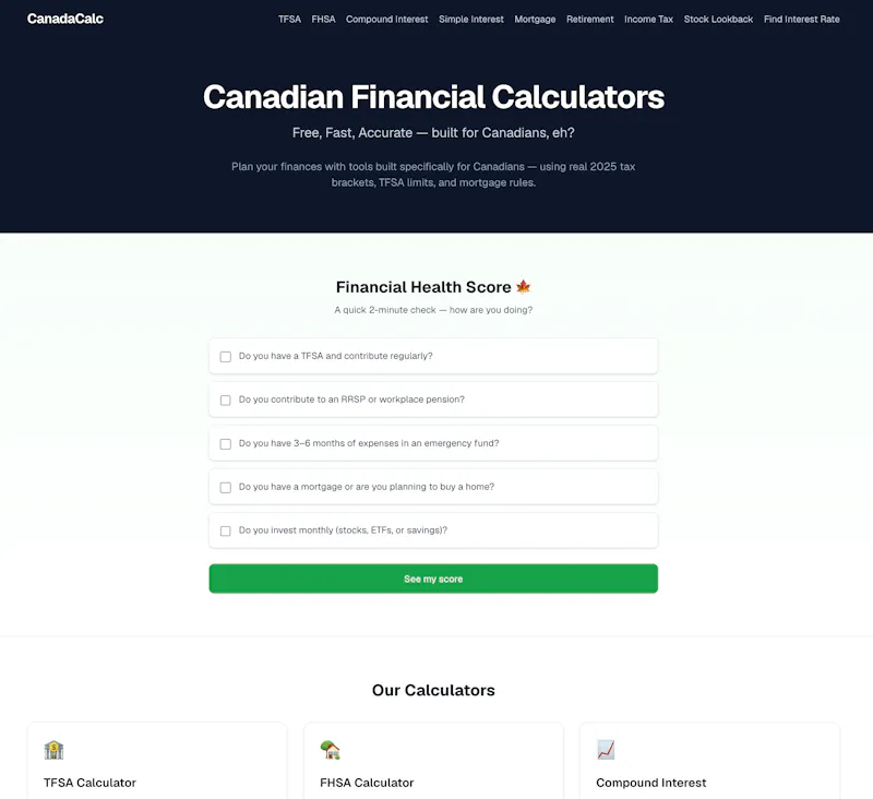 Canadian Financial Calculators — Free screenshot 4