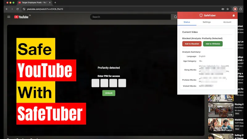 SafeTuber – YouTube Content Filter screenshot 1 (video preview)