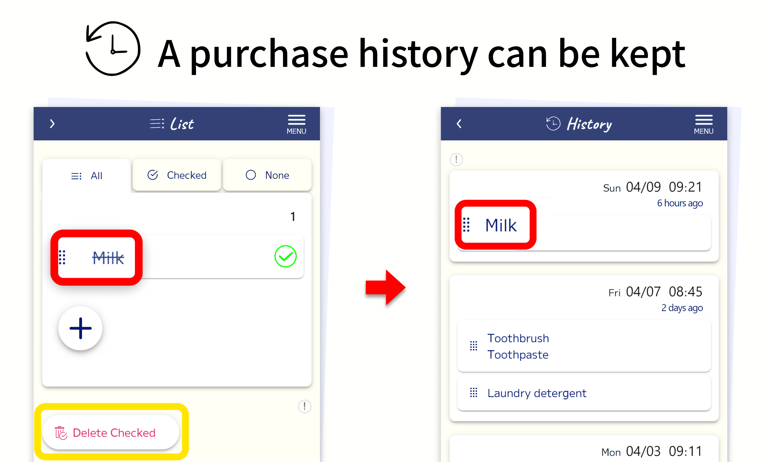 Lista de compras - responsable - Aplicación de lista de compras simple con almacenamiento del historial de compras. media 3