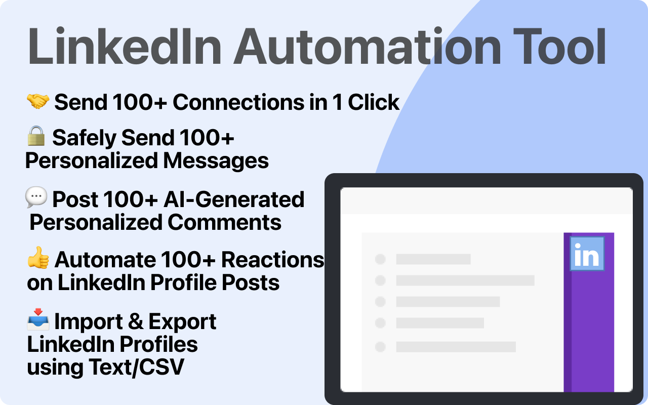 LinkedIn Otomasyon Aracı - B2B Satışları - LinkedIn Otomasyonu: E -posta Bulucu, Soğuk Sosyal Yardım Mesajları medya 2