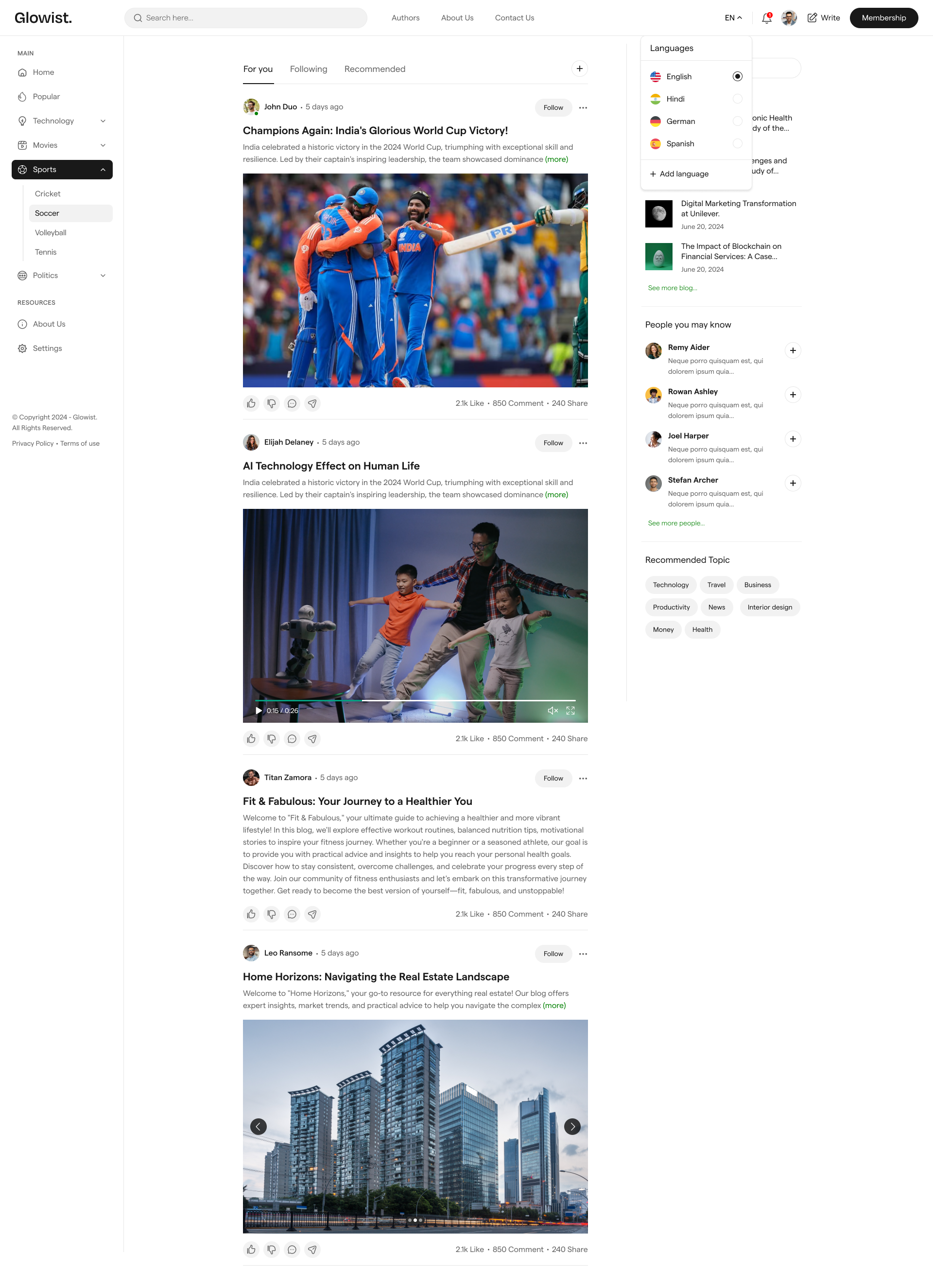 Glowist：博客网站模板html media 36