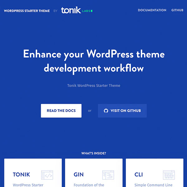 Tonik - Turbocharge your WordPress theme development
