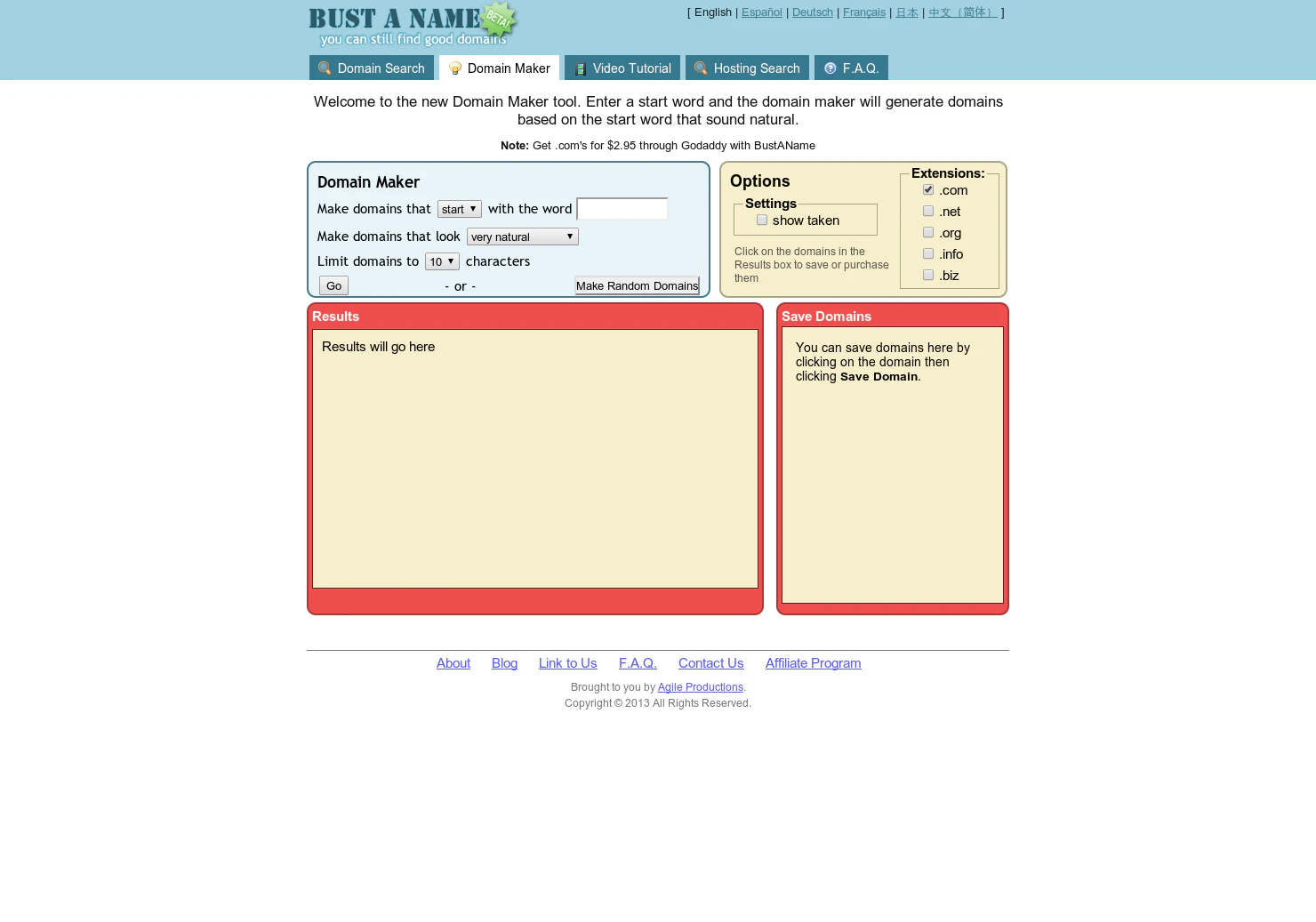 Bust A Name Domain Maker