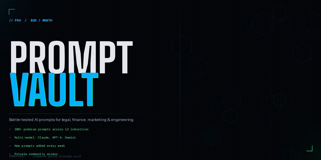 PromptVault - Main product screenshot demonstrating key features and user interface