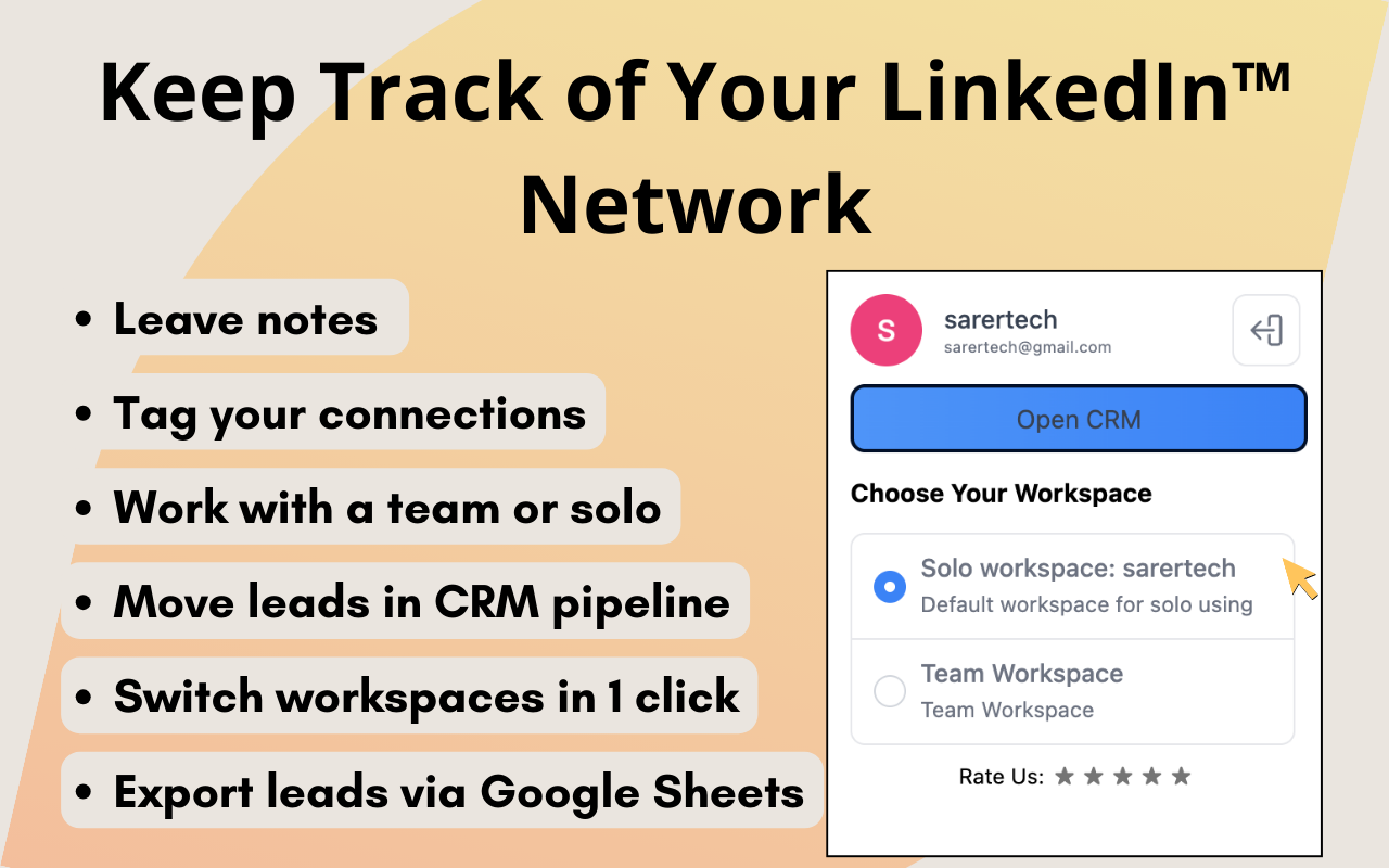 Lead management CRM - App for LinkedIn™ - Screenshot 2 showing product features and functionality