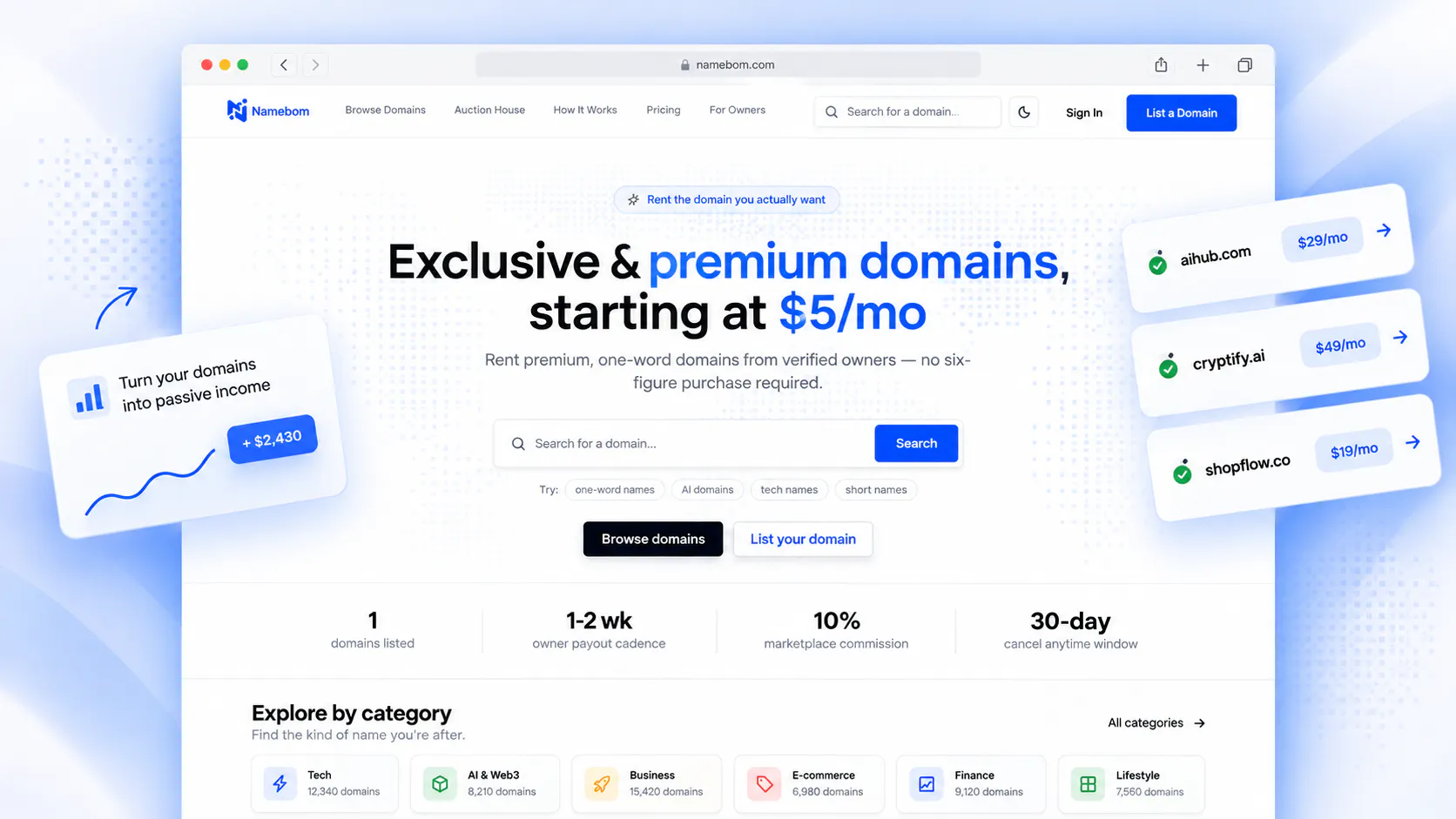 Namebom — Rent Domains, Earn Income gallery image
