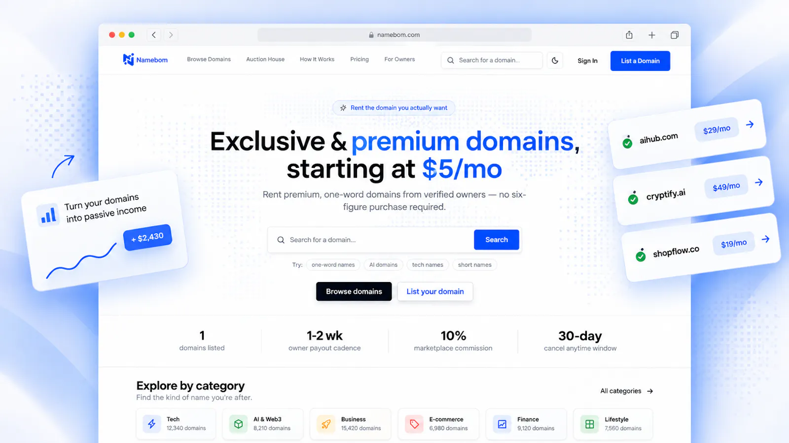 Namebom — Rent Domains, Earn Income screenshot 1