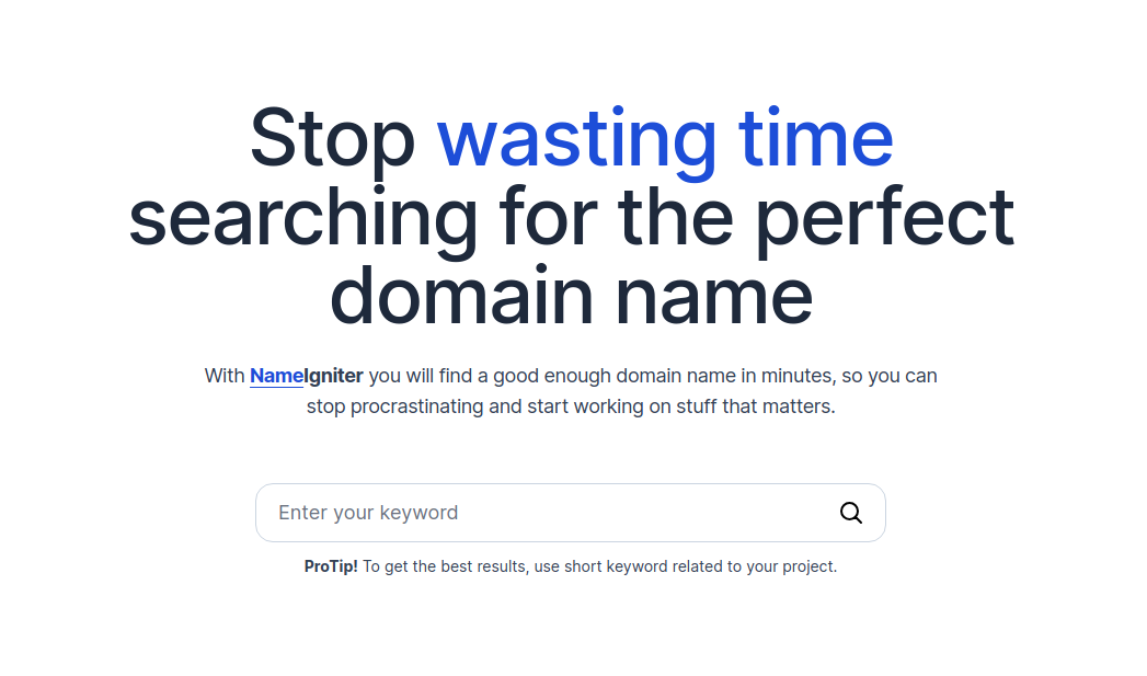 Media Nameigniter - Cari nama domain yang cukup baik untuk projek anda dalam beberapa minit. 1