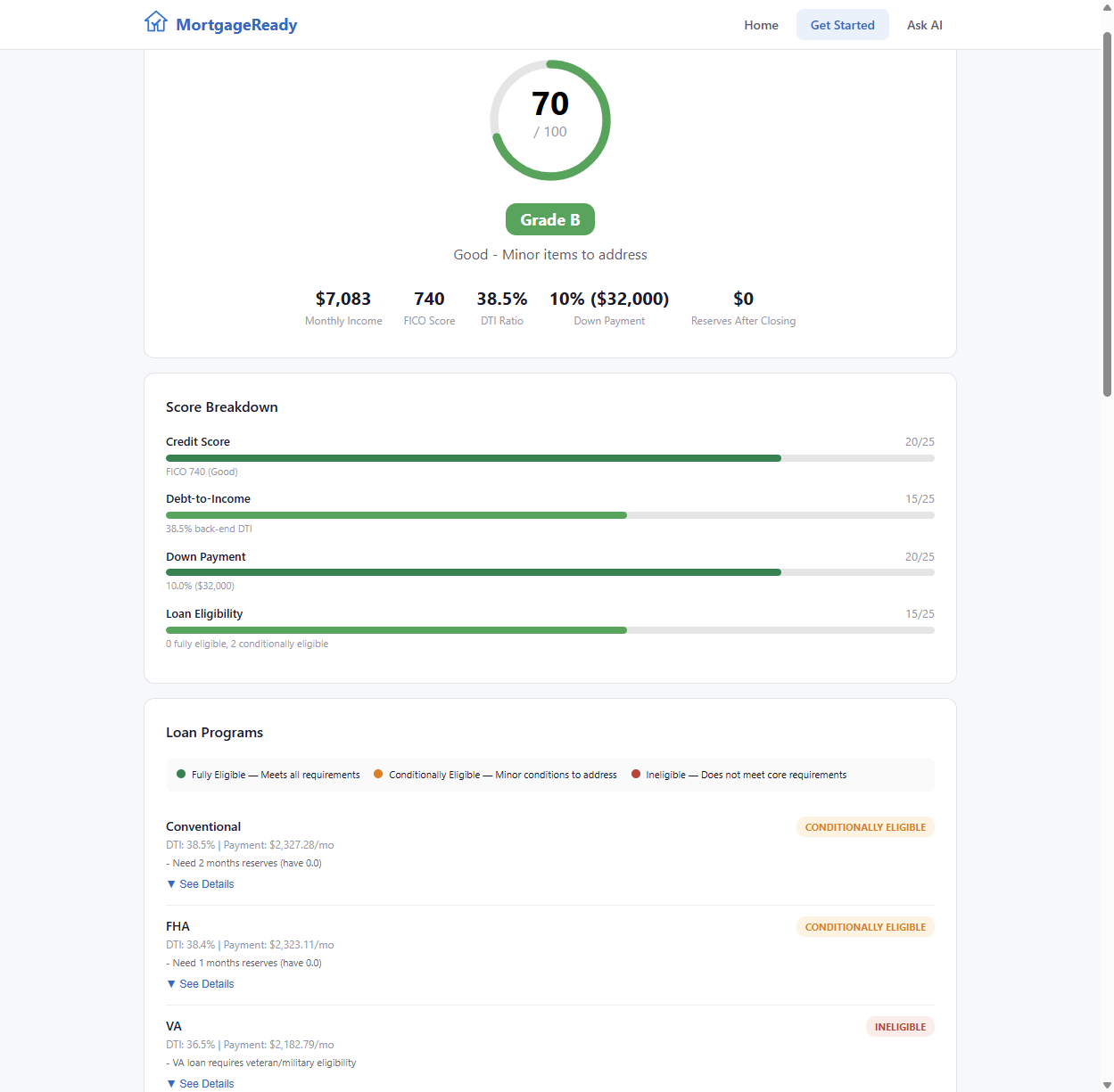 MortgageReady - Main product screenshot demonstrating key features and user interface