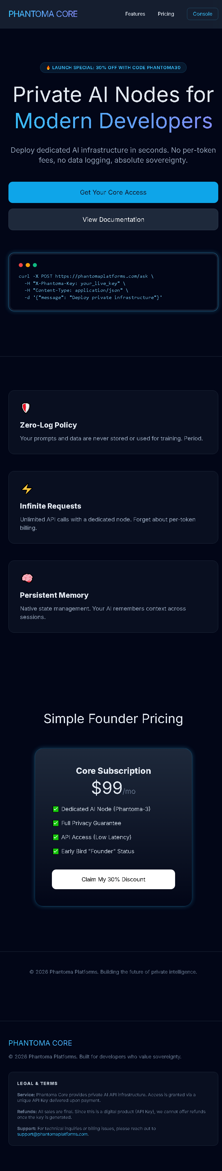 Phantoma Core - Main product screenshot demonstrating key features and user interface