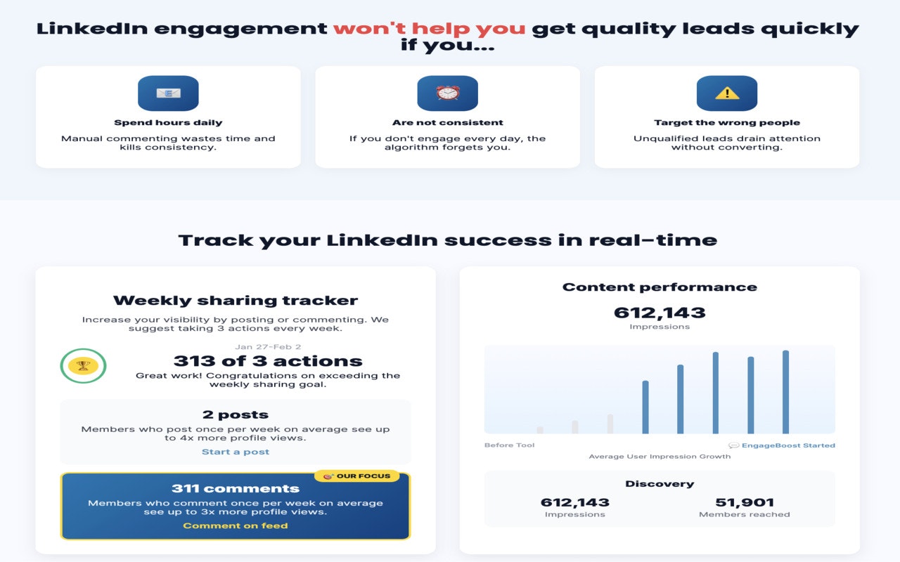 Média EngageBoost.app - Générez 50 commentaires humains en seulement 5 minutes sur LinkedIn. 3