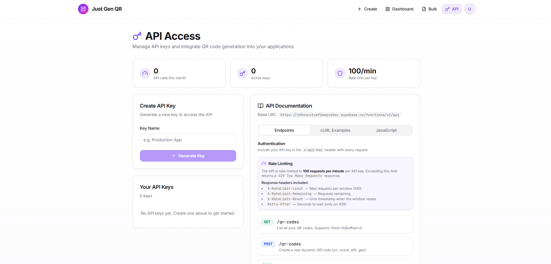 Just Gen QR - Screenshot 2 showing product features and functionality