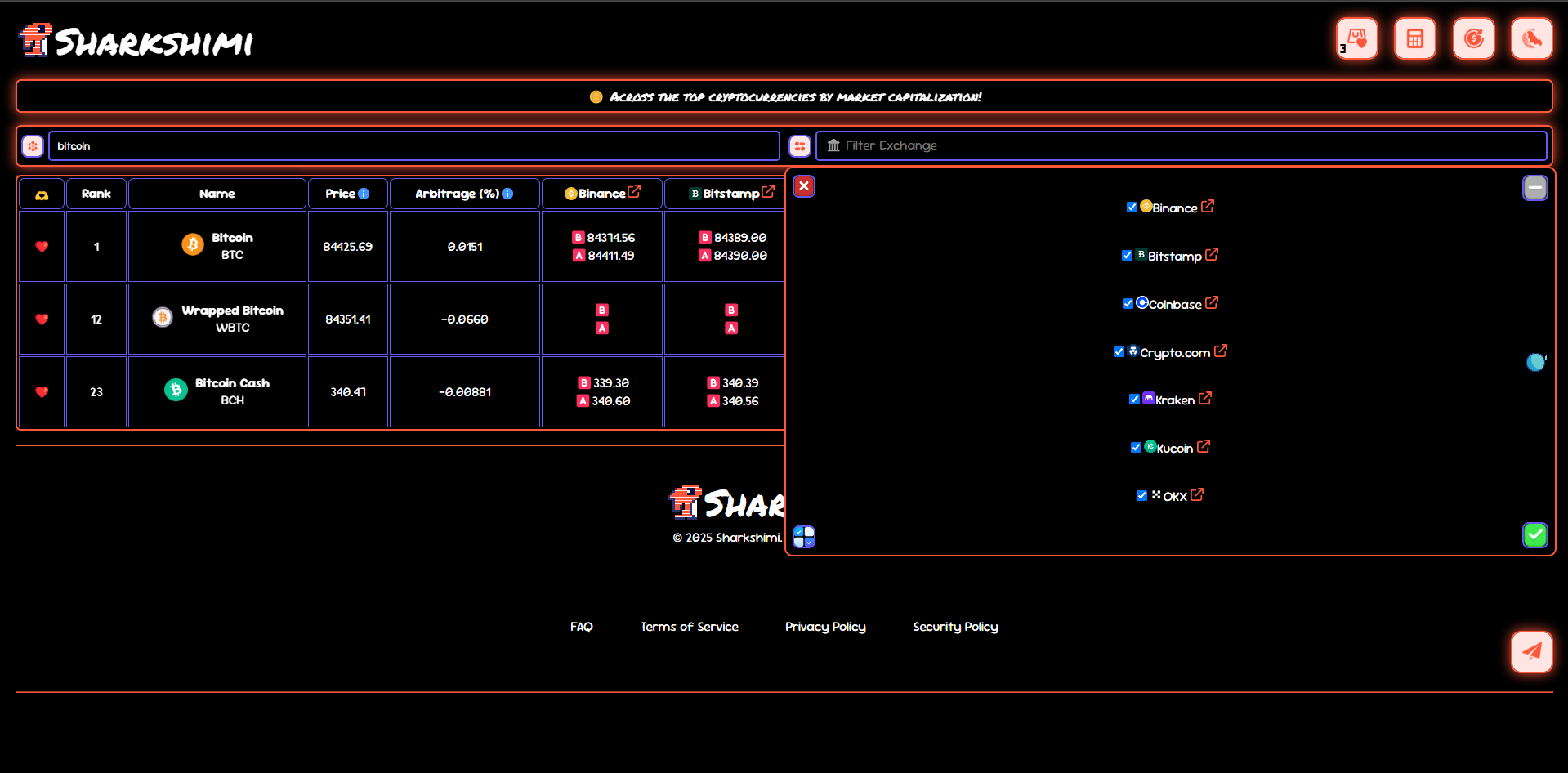 Sharkshimi [Crypto Arbitrage Trading] - Opportunità di arbitraggio;Visualizzare le commissioni;Traccia la criptovaluta media 3