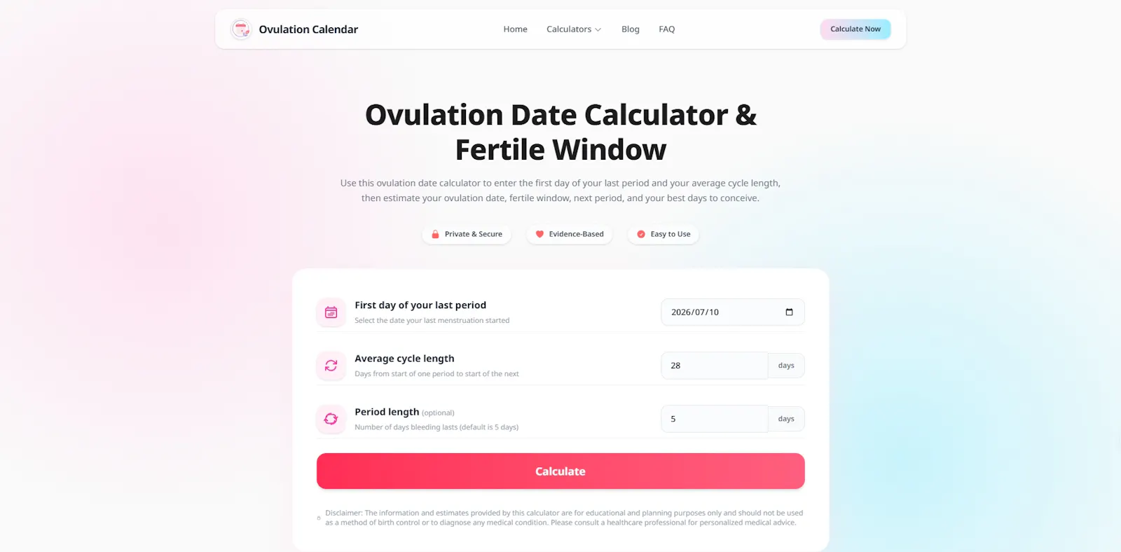 Ovulation Calendar screenshot 1
