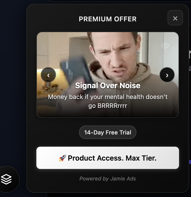 JamieAds - Screenshot 3 showing product features and functionality