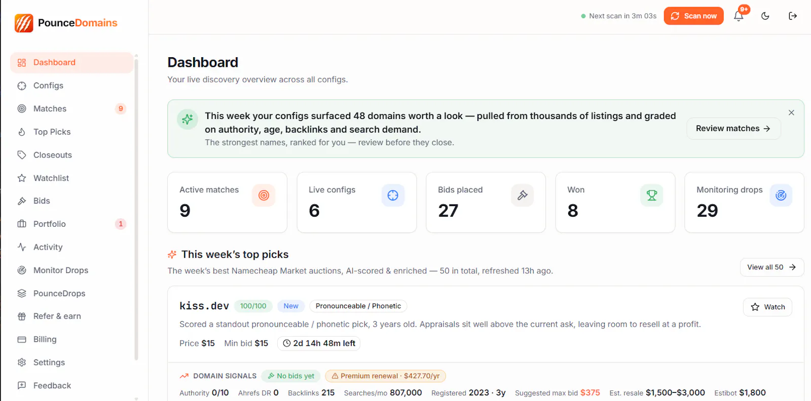 PounceDomains screenshot 2