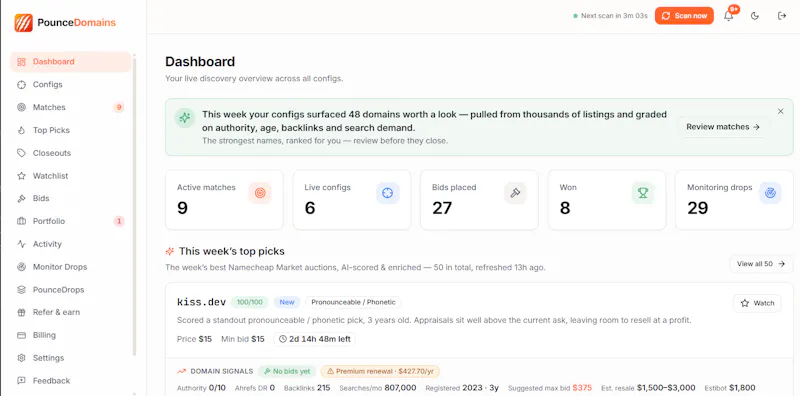 PounceDomains screenshot 2
