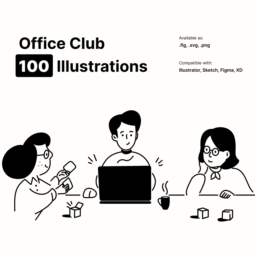 Office Club Illustration pack