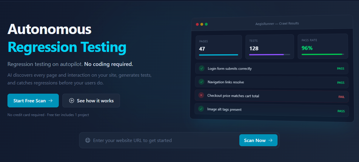 AegisRunner - Main product screenshot demonstrating key features and user interface