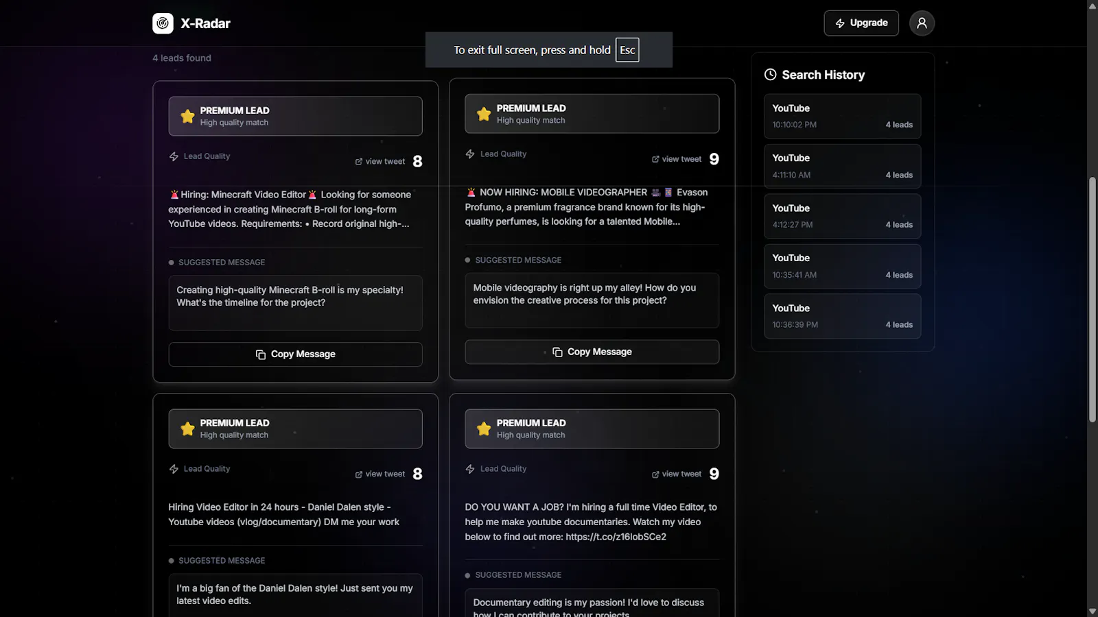 Xradar screenshot 2