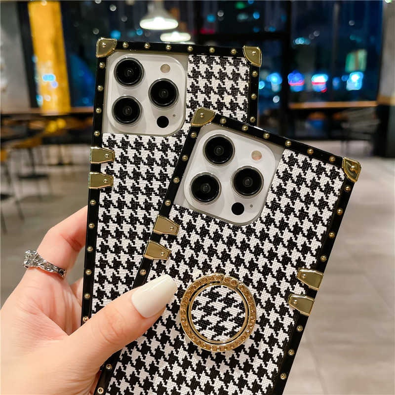 Houndstooth Pattern Square iPhone Case gallery image