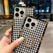 Houndstooth Pattern Square iPhone Case gallery image
