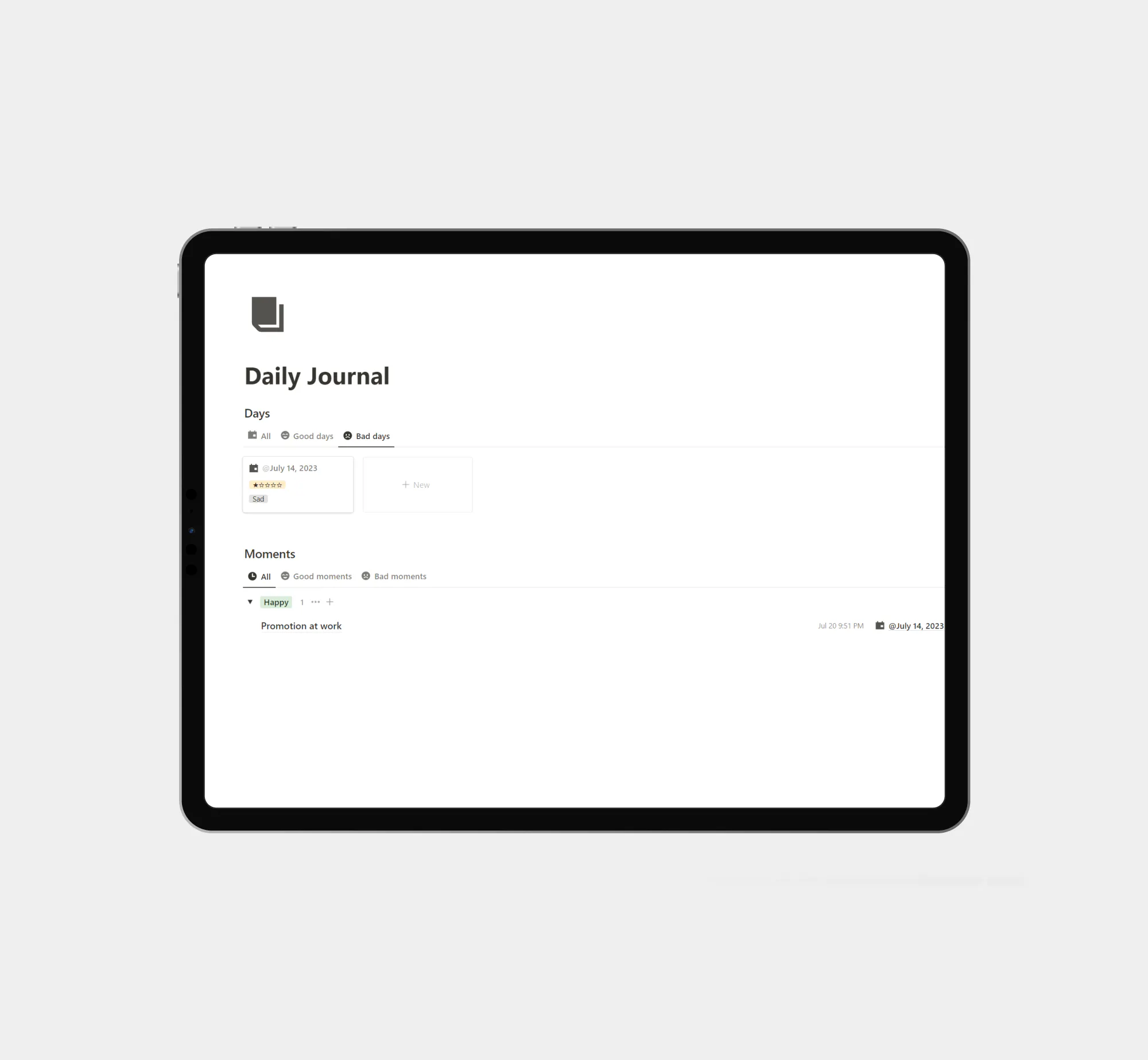 Notion Daily Journal