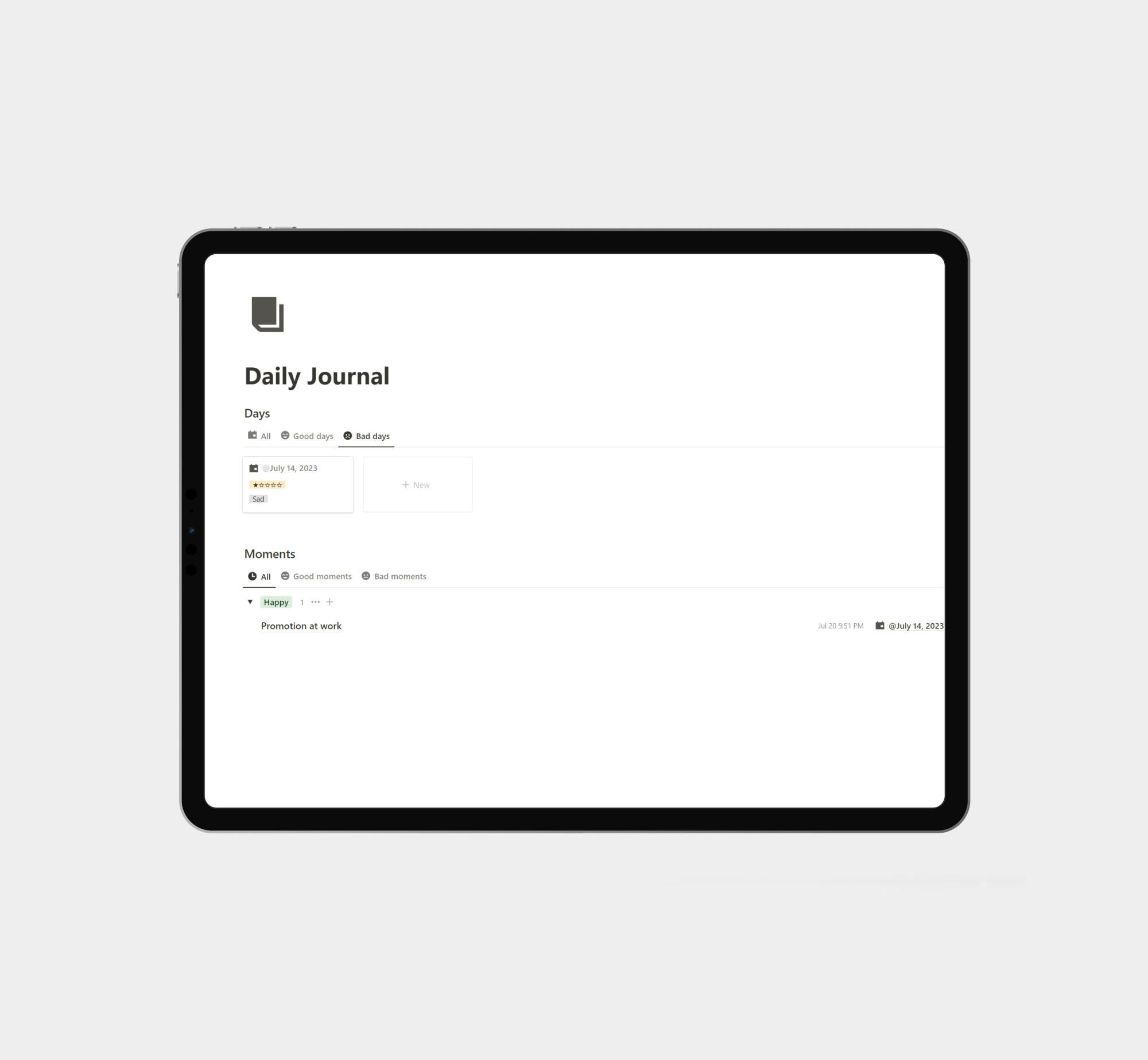 Notion Daily Journal
