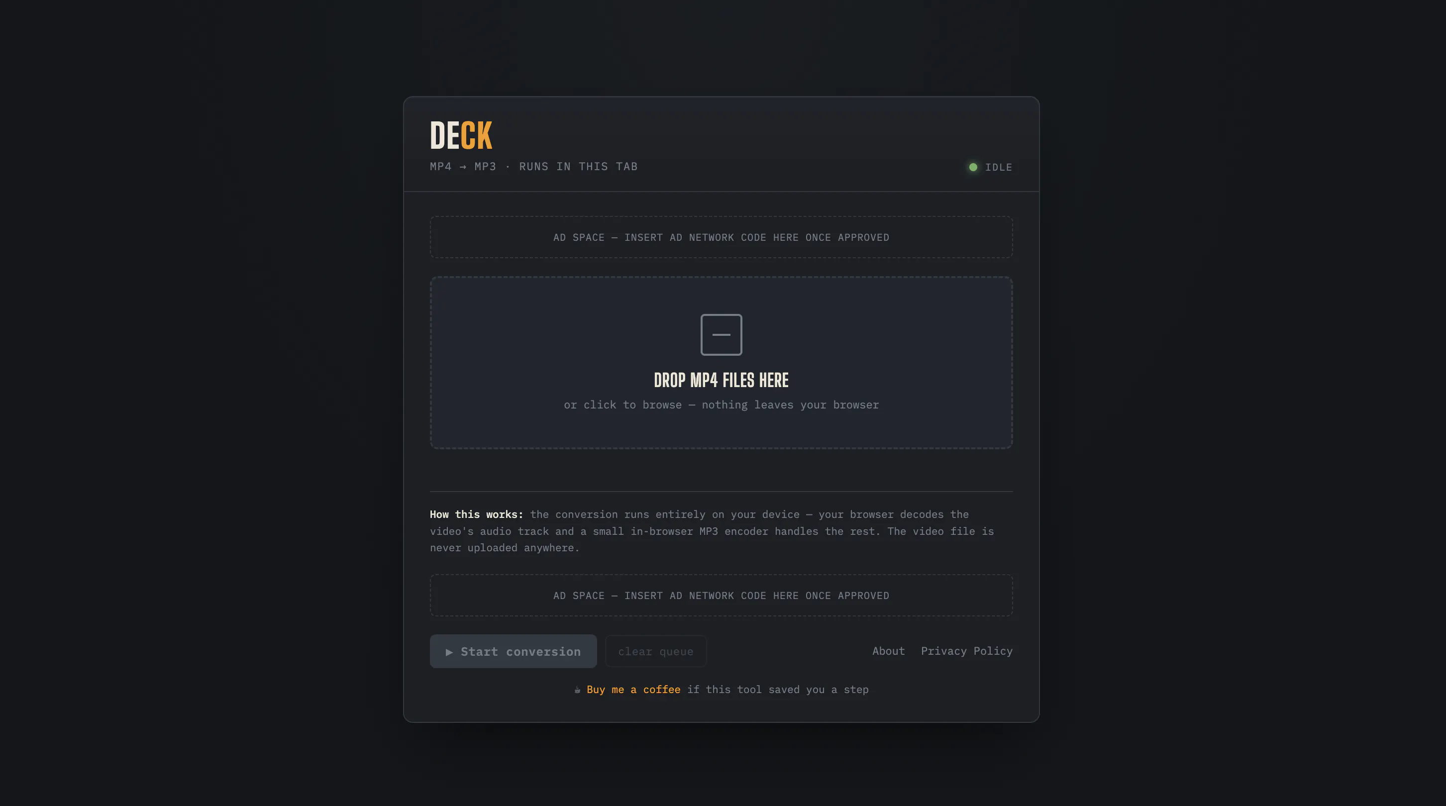 DECK Converter MP4 to MP3, locally gallery image