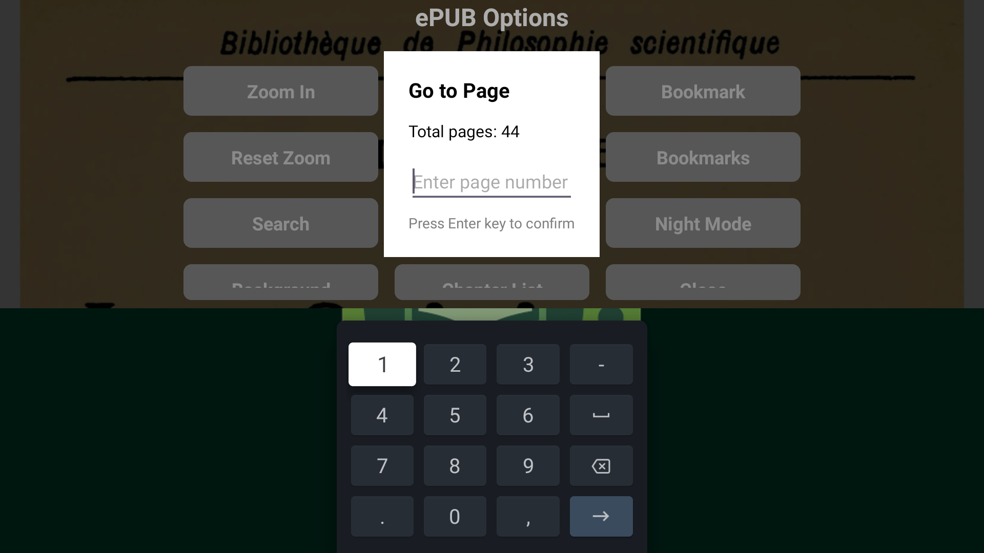 Телевизор Epub Viewer - Epub Reading, переопределено для большого экрана медиа 9