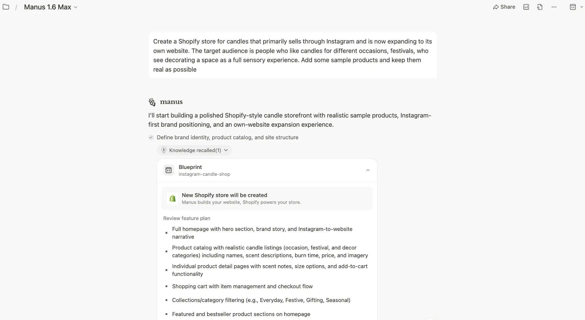 Manus Shopify Connector gallery image
