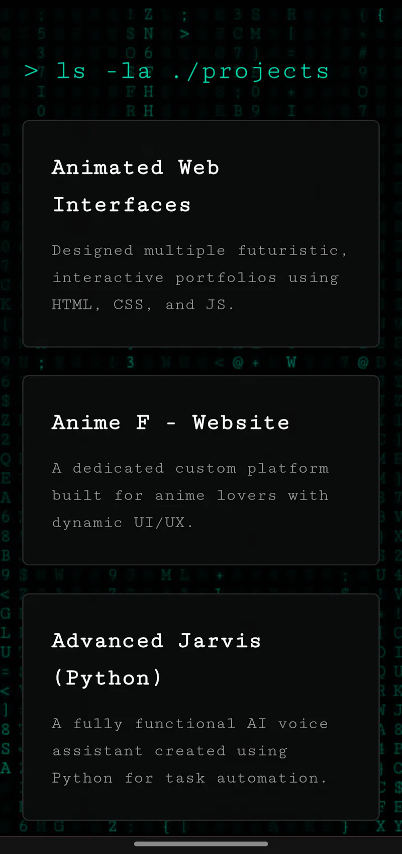 Futuristic portfolio  screenshot 2