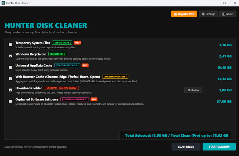 Hunter Disk Cleaner screenshot 3