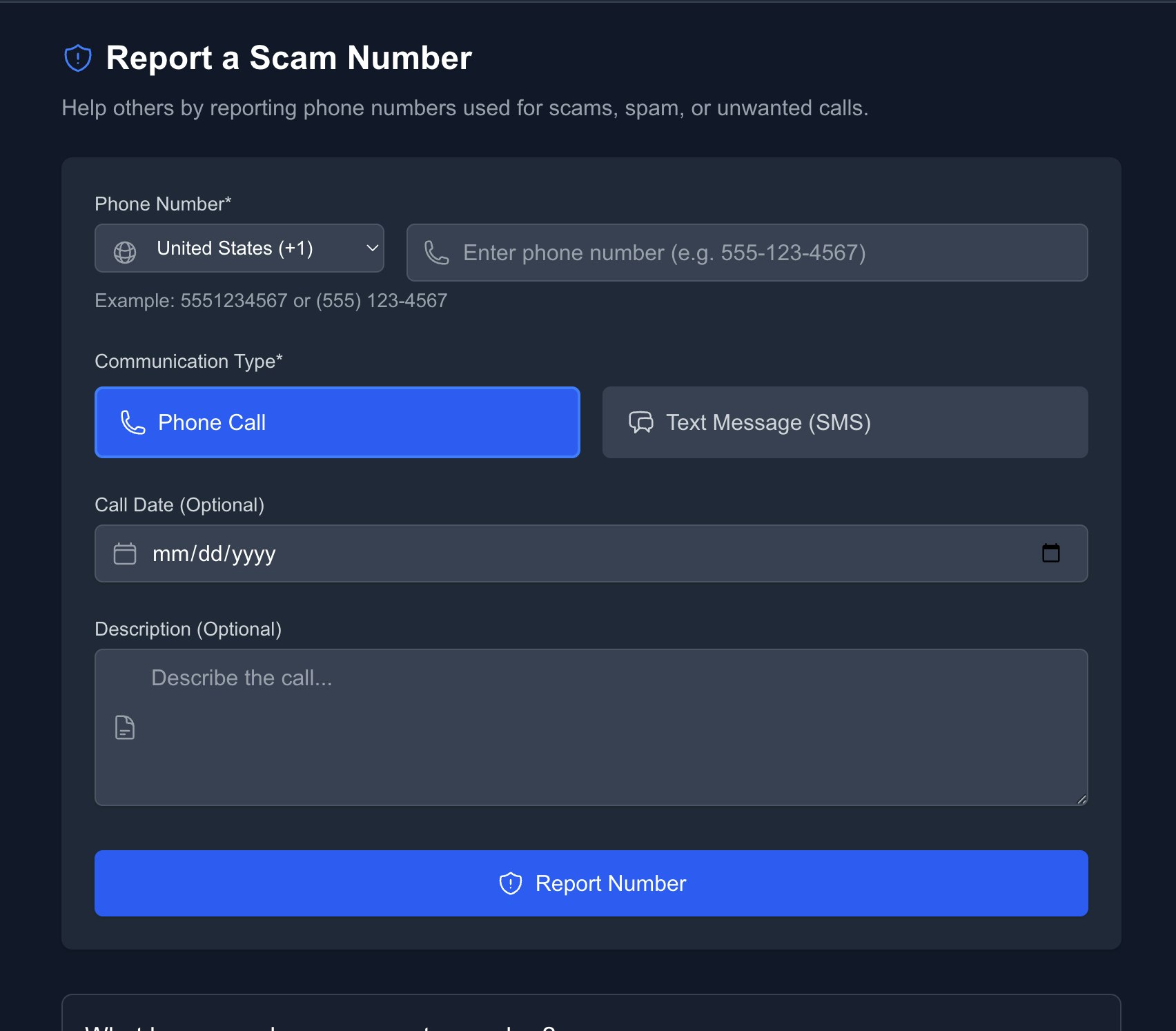 Mídia 2 de Pesquisa de número de fraudes - Procure números suspeitos.Scams de relatório.proteger todos