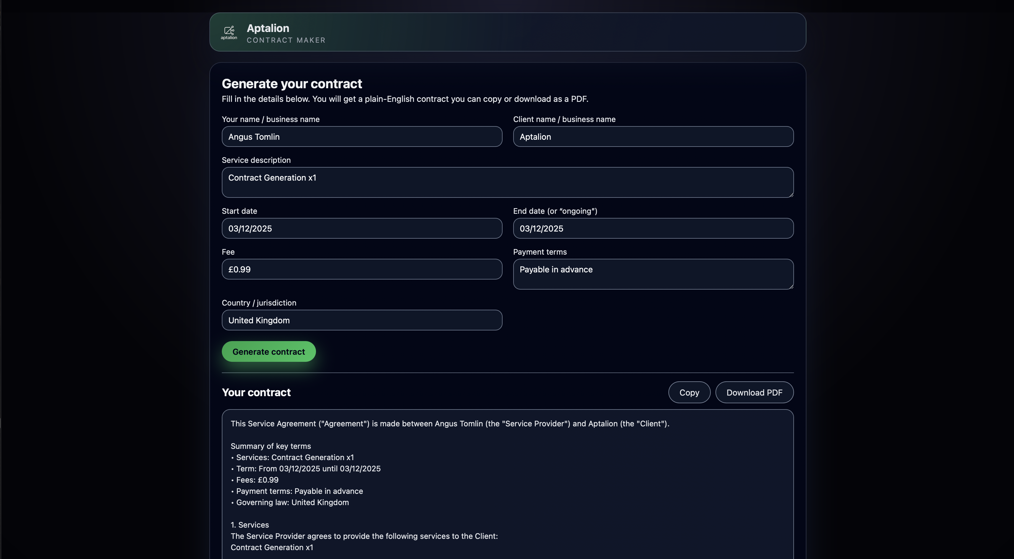 Aptalion Contract Maker gallery image