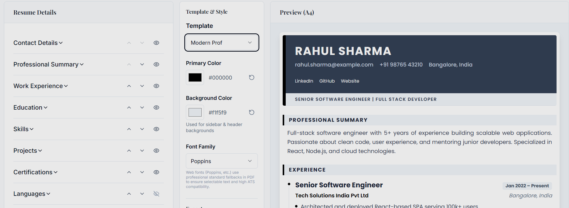 Job CV Maker - Main product screenshot demonstrating key features and user interface