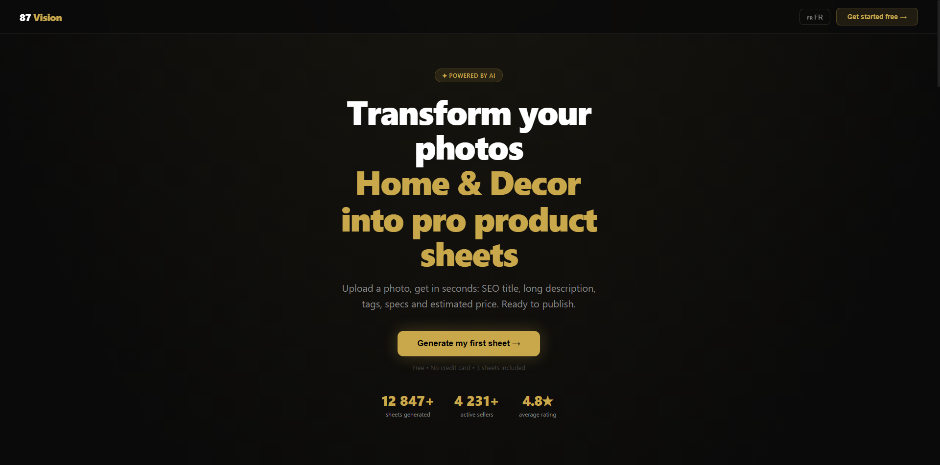 87 Vision — AI Product Sheet Generator gallery image