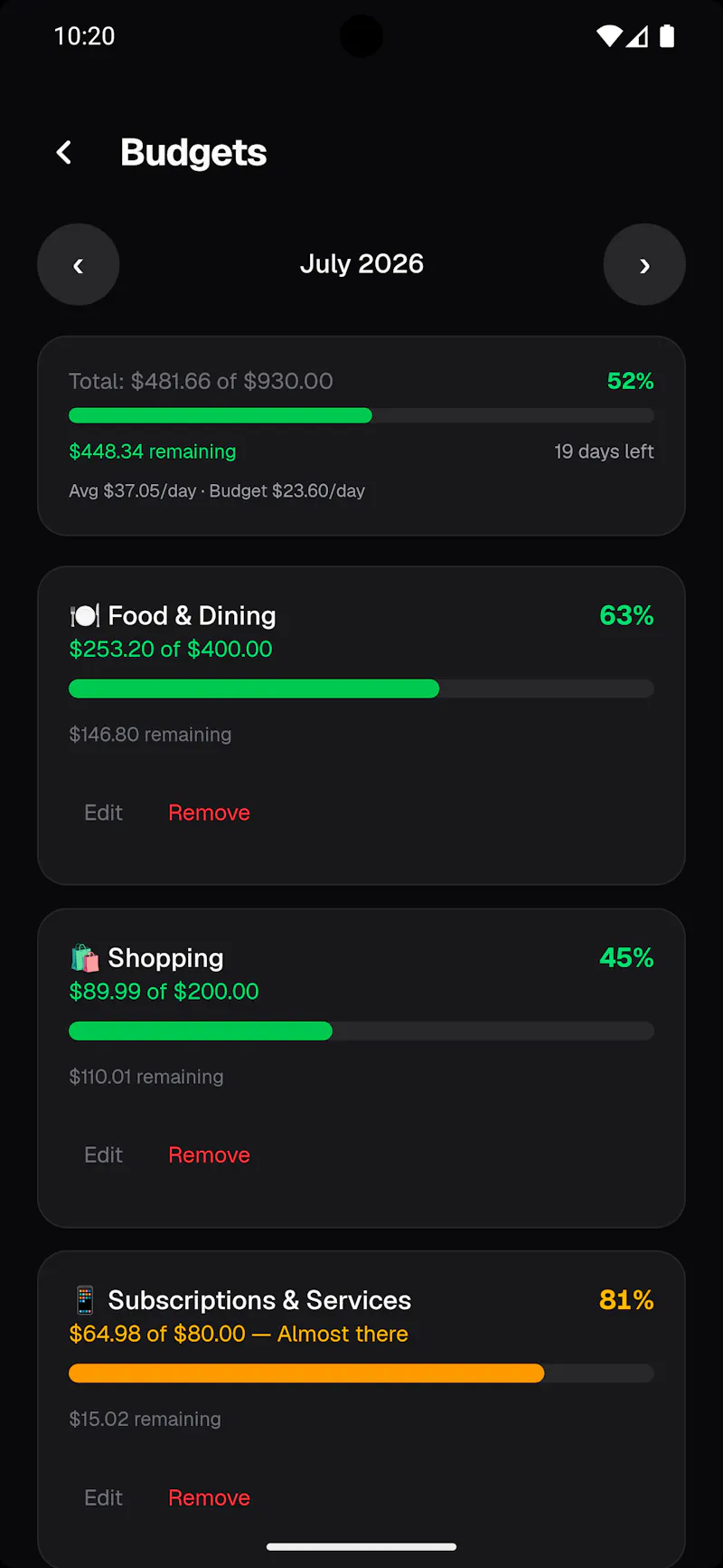 Coin Kitty Personal Finance Tracking App screenshot 2