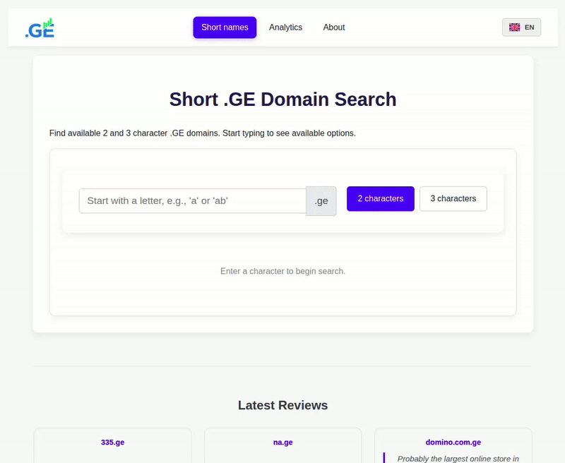 Média Qronika.ge - Analytics .GE domain zone + a free short domain finder. 3