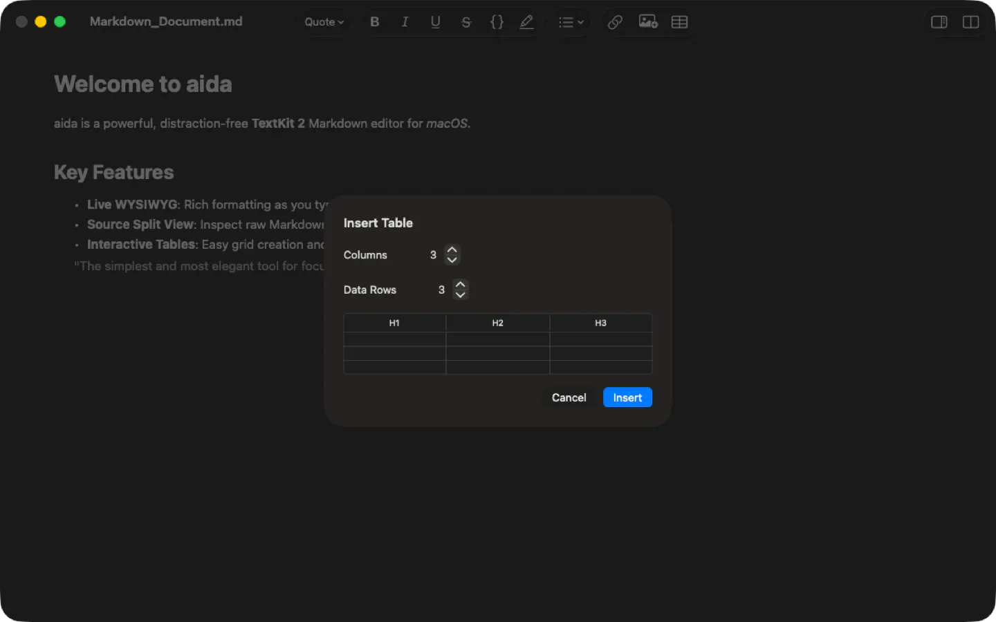 aida — Native Markdown Editor for macOS gallery image