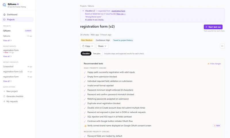 QALens screenshot 3
