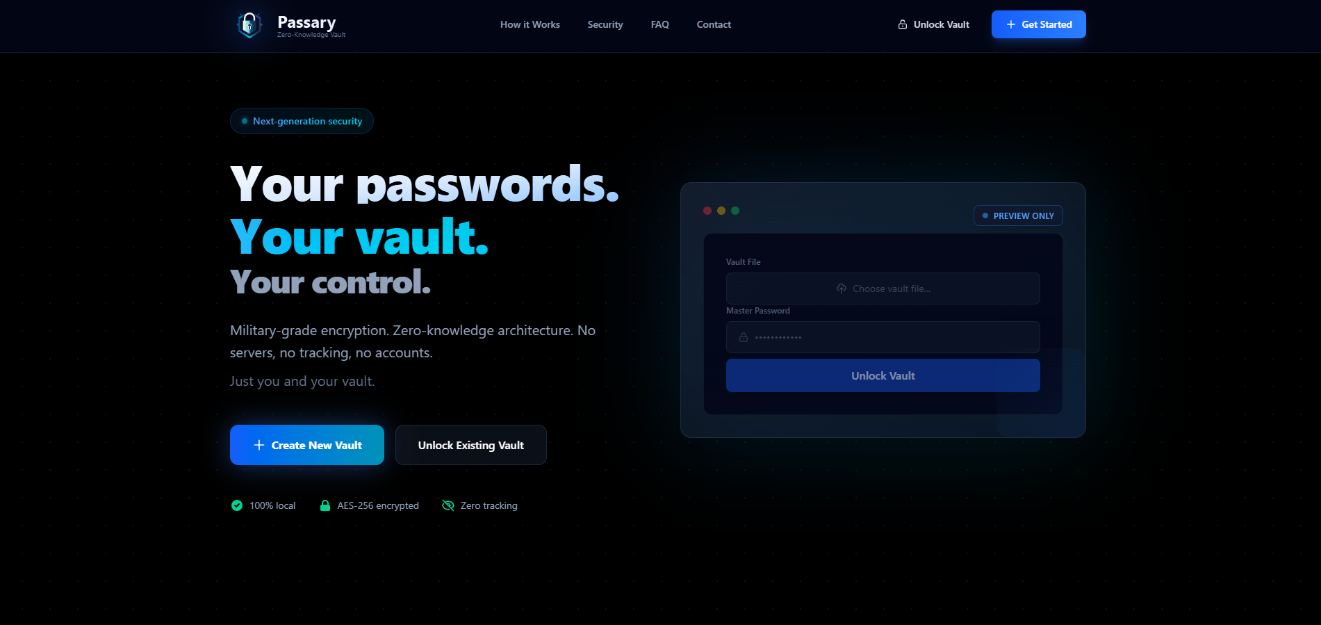 Passary, Zero-knowledge Password Manager screenshot 1