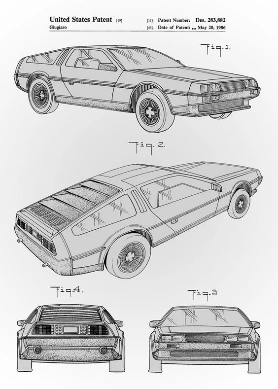 DMC DeLorean Patent Art
