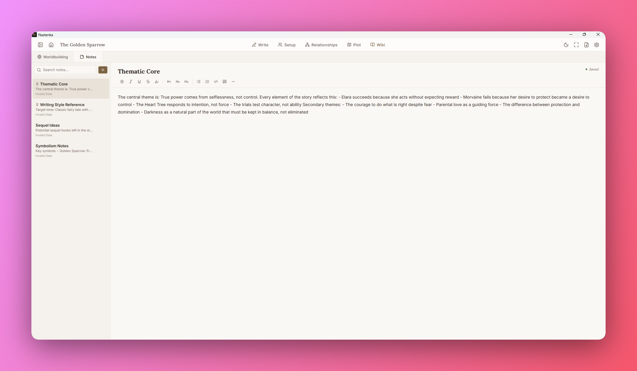 Nastenka — Novel Writing Software gallery image