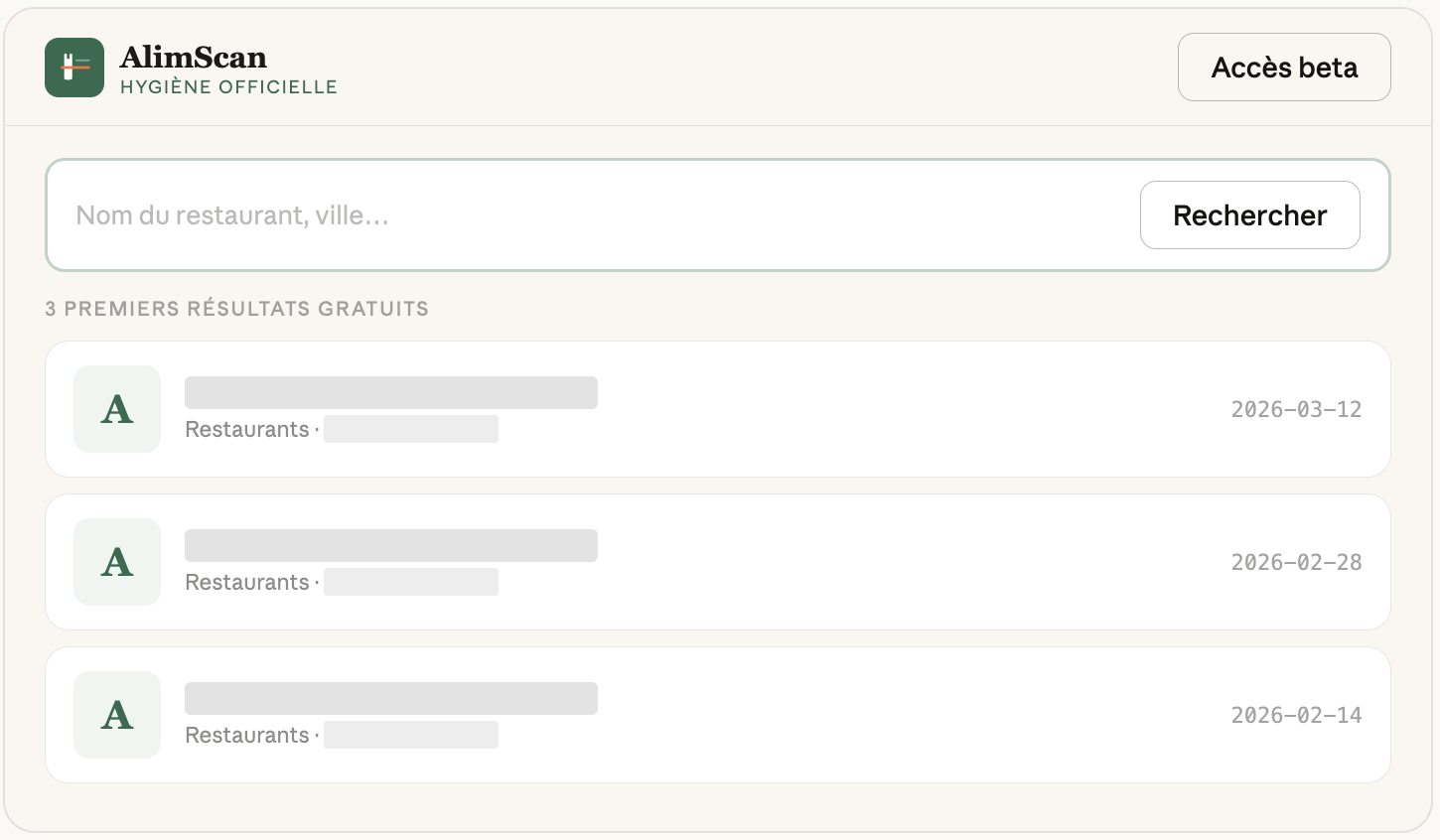 AlimScan — Hygiene ratings for France - Screenshot 4 showing product features and functionality