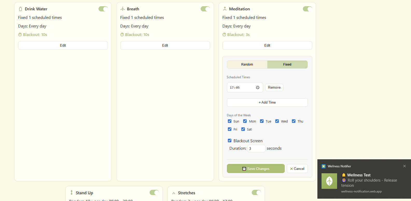 Wellness Notifier - Screenshot 3 showing product features and functionality